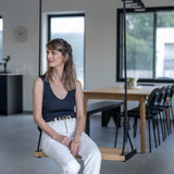 נדנדת עץ אלון וברזל בשחור