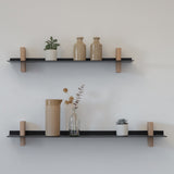 CUT מדף מתכת ועץ אלון מלא