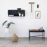 שולחן סלון מלבני עם אריח בטון או עץ