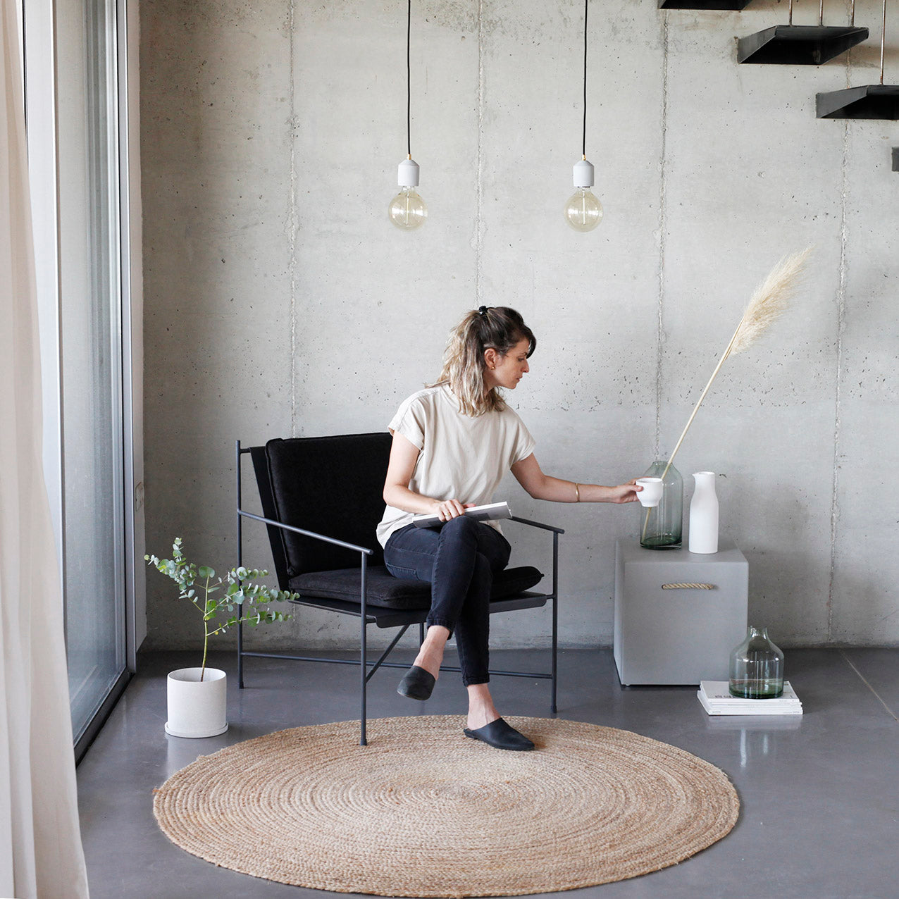 NOOK כורסת יחיד ברזל עם ריפוד בד