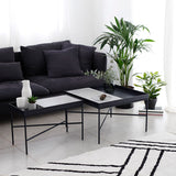 שולחן סלון מלבני עם אריח בטון או עץ