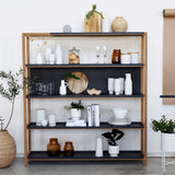 FRAME - set A8 ספריית מדפים עץ וברזל