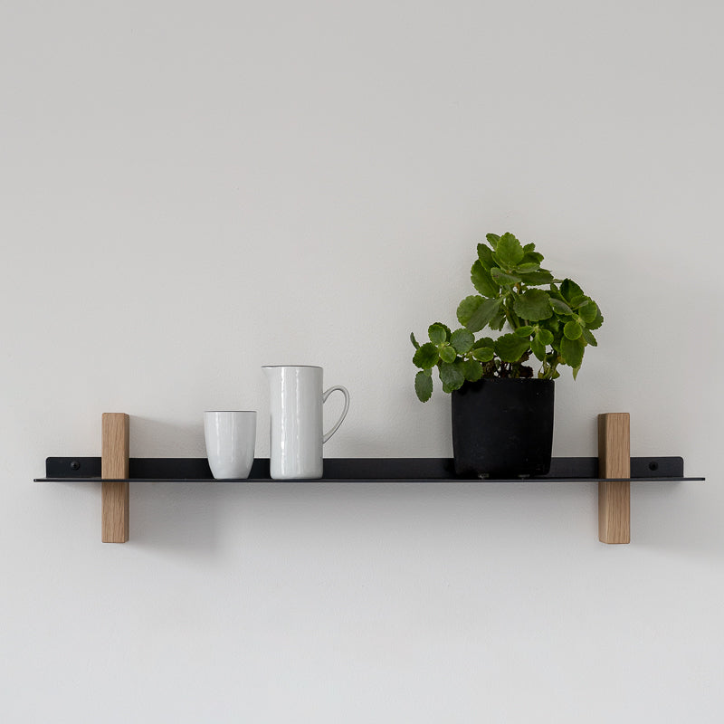 CUT מדף מתכת ועץ אלון מלא