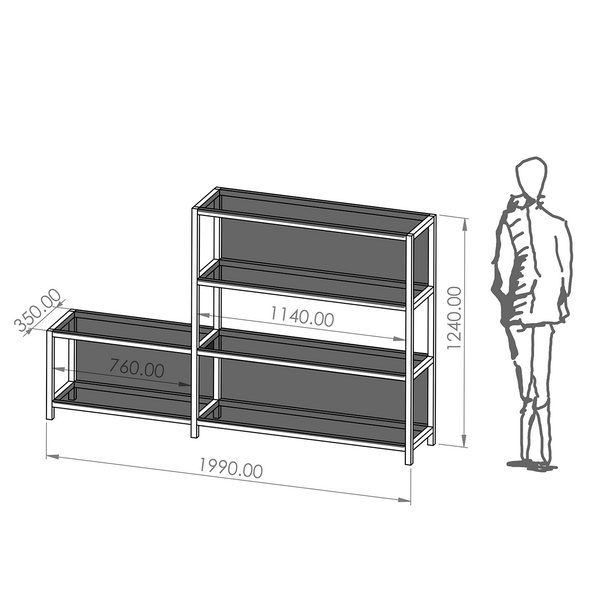 FRAME set B2 שידת מדפים פתוחה