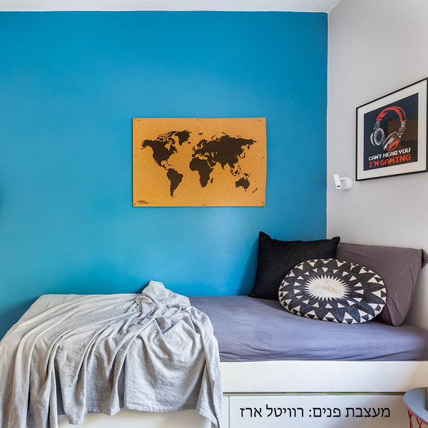 לוח שעם מעוצב לקיר מודפס מפת עולם
